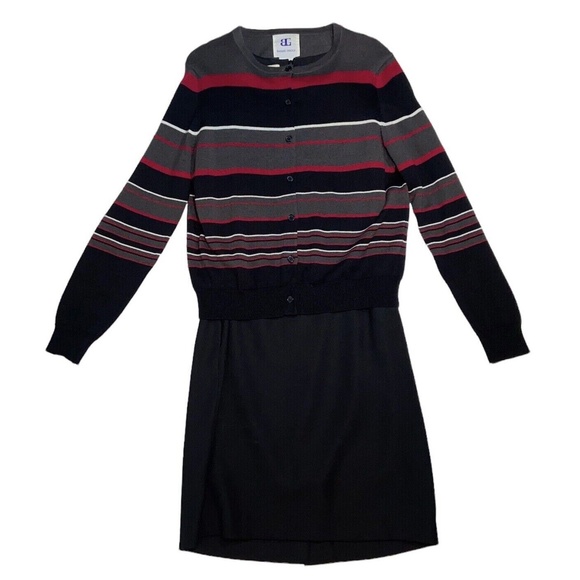 BAHARI GROUP SET VINTAGE 90’s MIDI DRESS WITH CARDIGAN - Picture 7 of 13